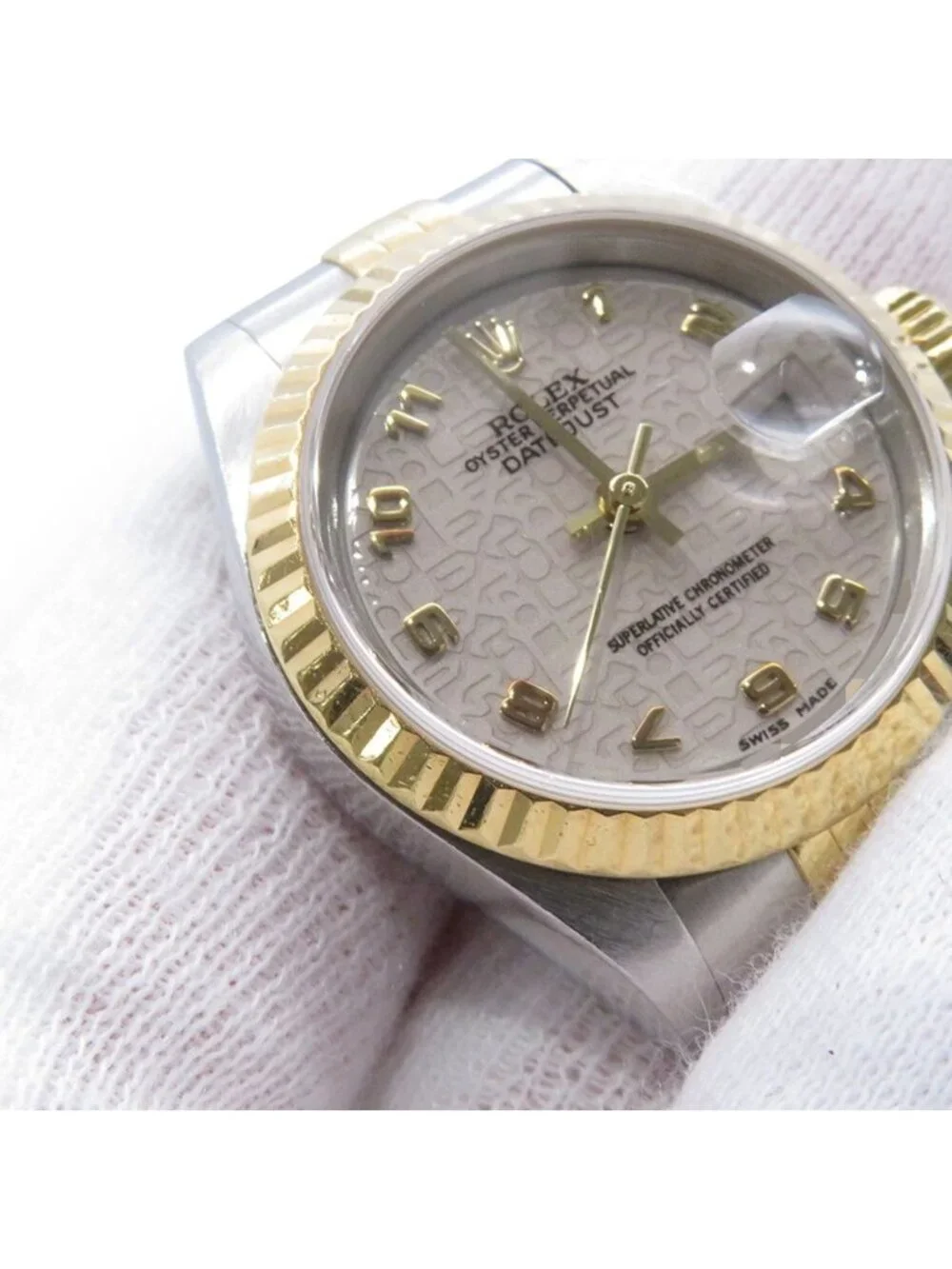 Rolex Datejust Number Watch 18K Yellow Gold Ivory Computer Dial